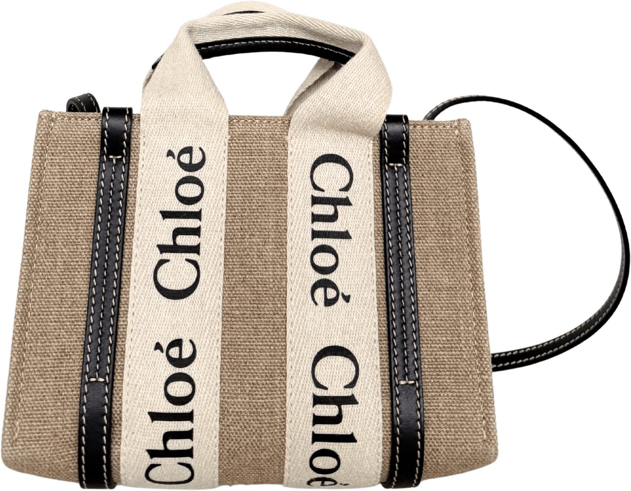 Chloé Chloé Woody Mini-Tote Bag aus Leinen Beige / neuwertig Beige