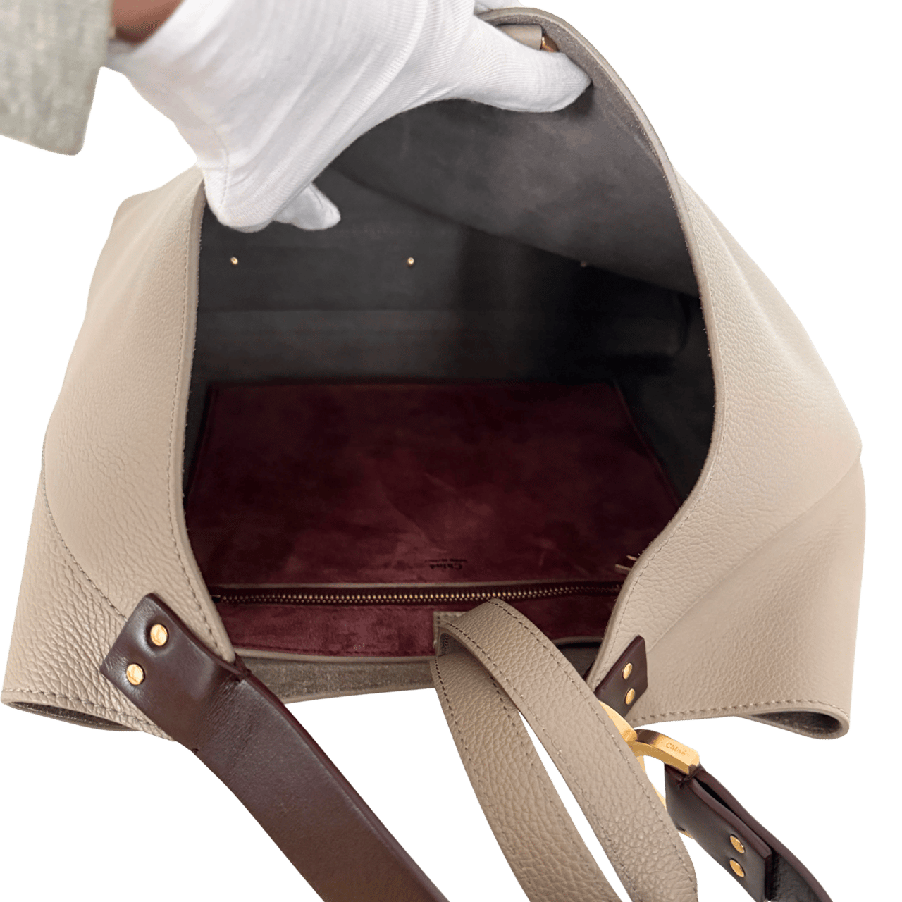 Chloé Chloé Marcie Hobo Bag aus genarbtem Leder Motty Grey / neuwertig Grijs