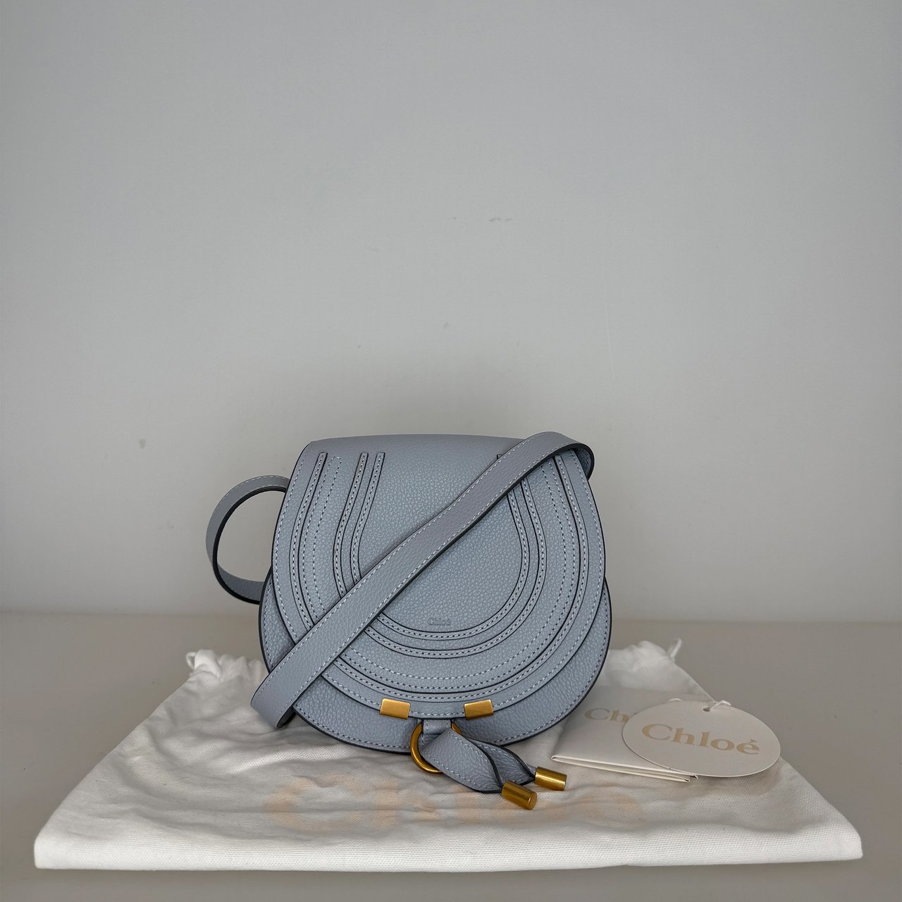 Chloé Mini Marcie Cloudy Blue Kalbsleder / neuwertig Blauw