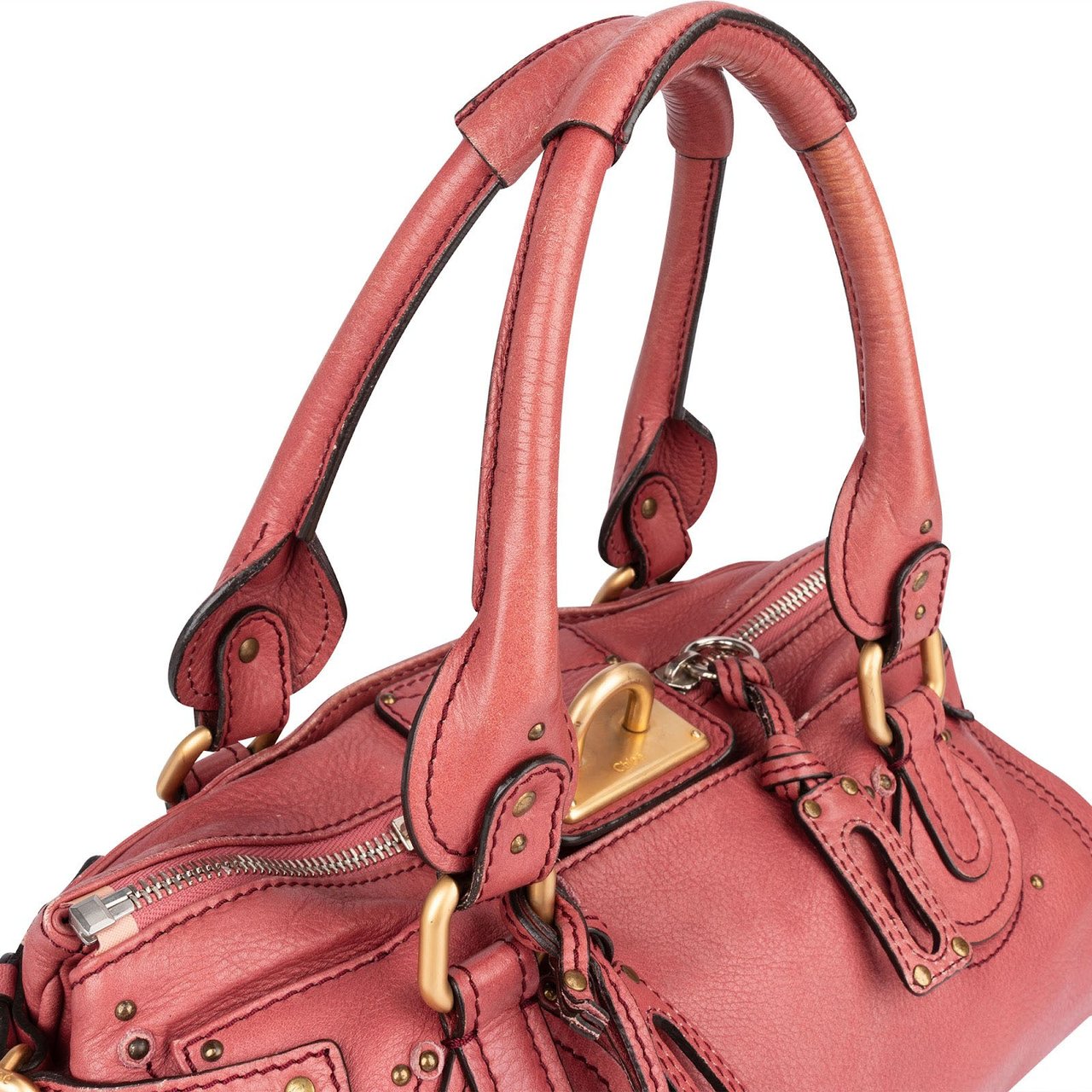Chloé Chloé Pink Leather Paddington Satchel Handbag Rood