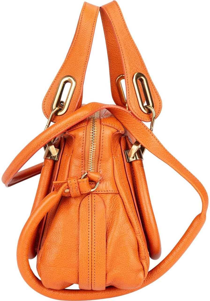 Chloé Chloé Orange Grained Leather Paraty Handbag Oranje
