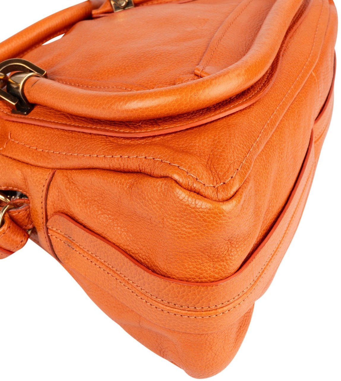 Chloé Chloé Orange Grained Leather Paraty Handbag Oranje