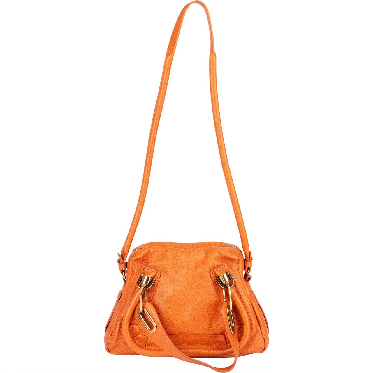 Chloé Chloé Orange Grained Leather Paraty Handbag Oranje
