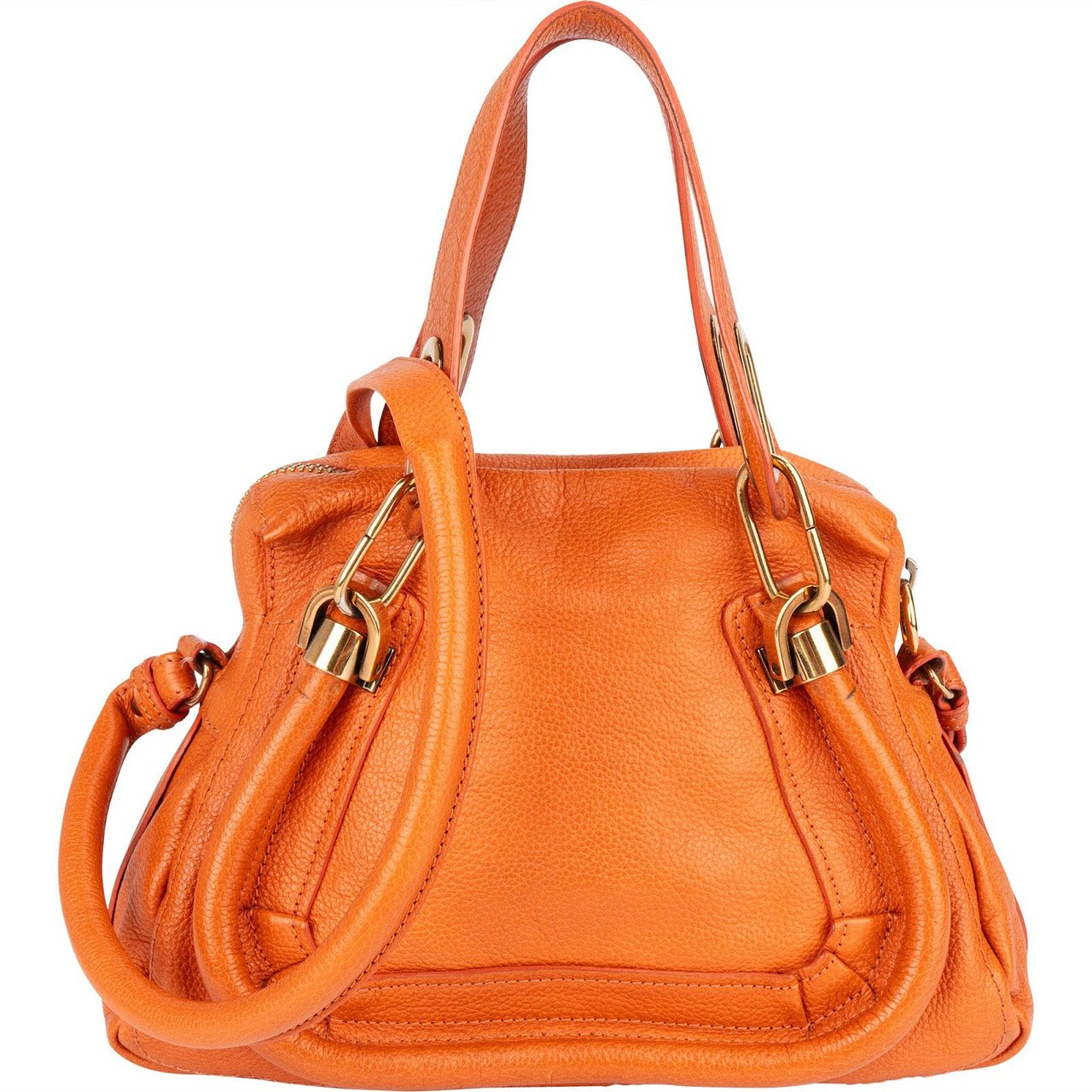 Chloé Chloé Orange Grained Leather Paraty Handbag Oranje