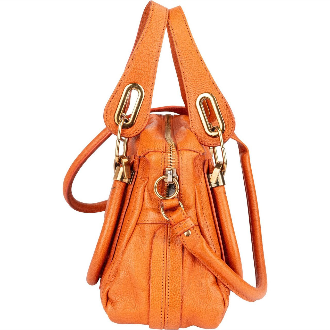 Chloé Chloé Orange Grained Leather Paraty Handbag Oranje