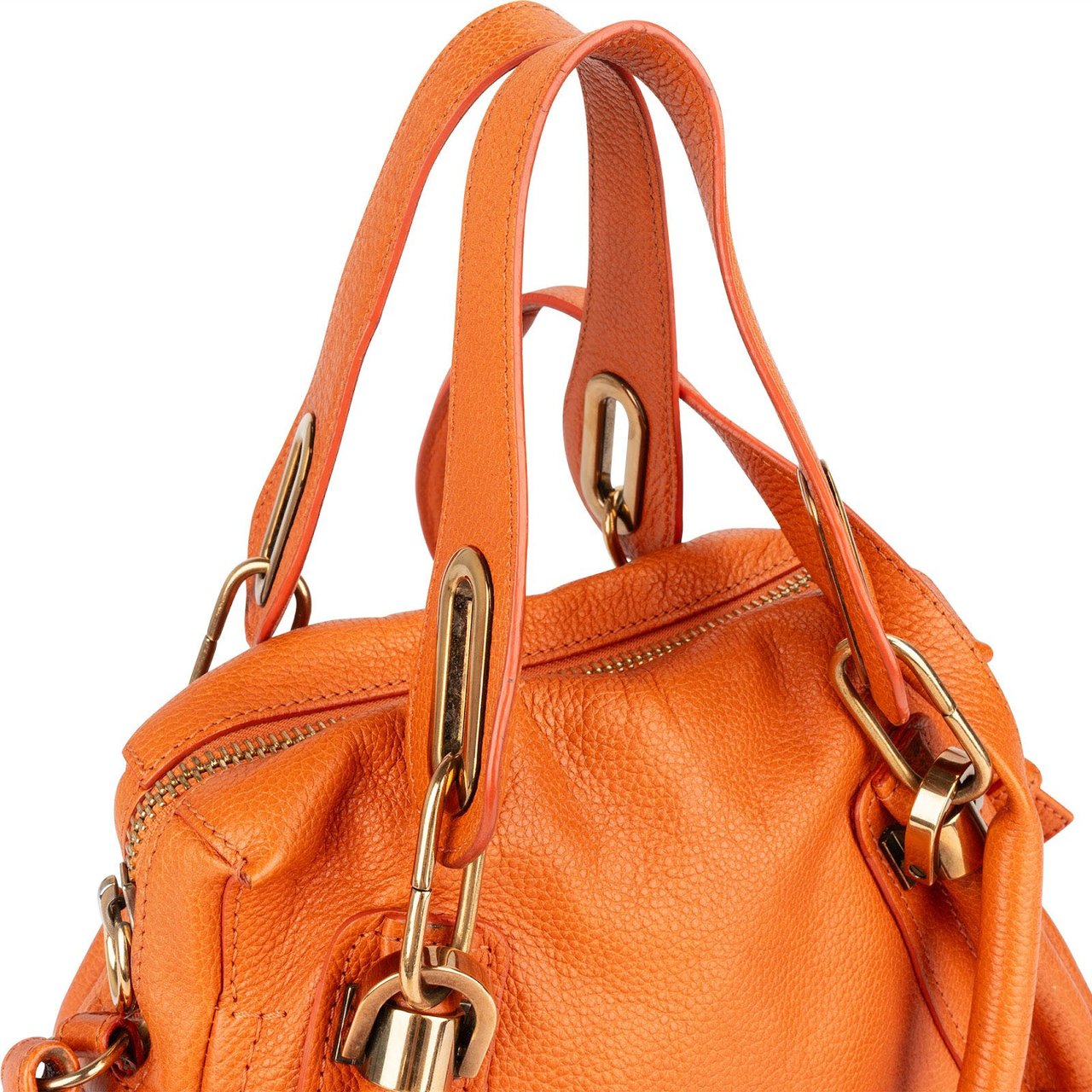 Chloé Chloé Orange Grained Leather Paraty Handbag Oranje