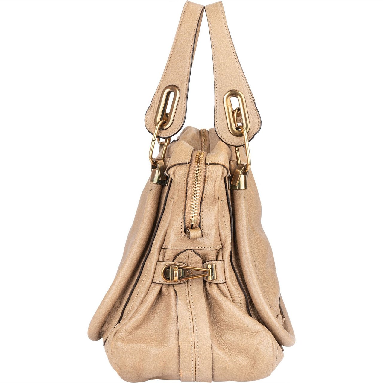 Chloé Chloé Beige Grained Leather Paraty Handbag Beige