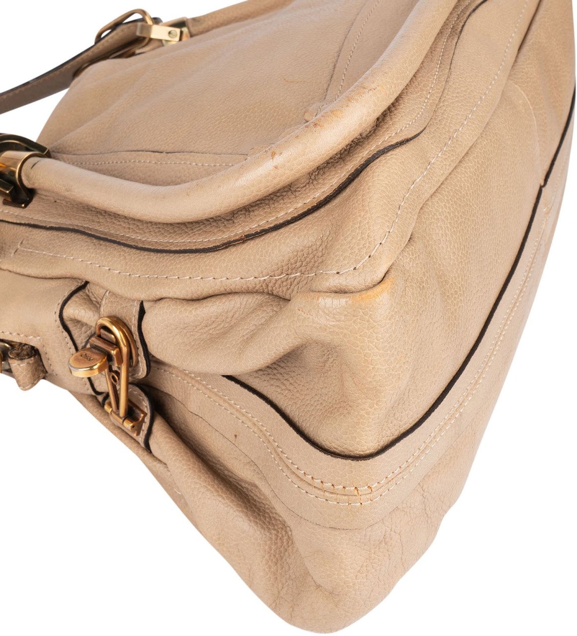 Chloé Chloé Beige Grained Leather Paraty Handbag Beige