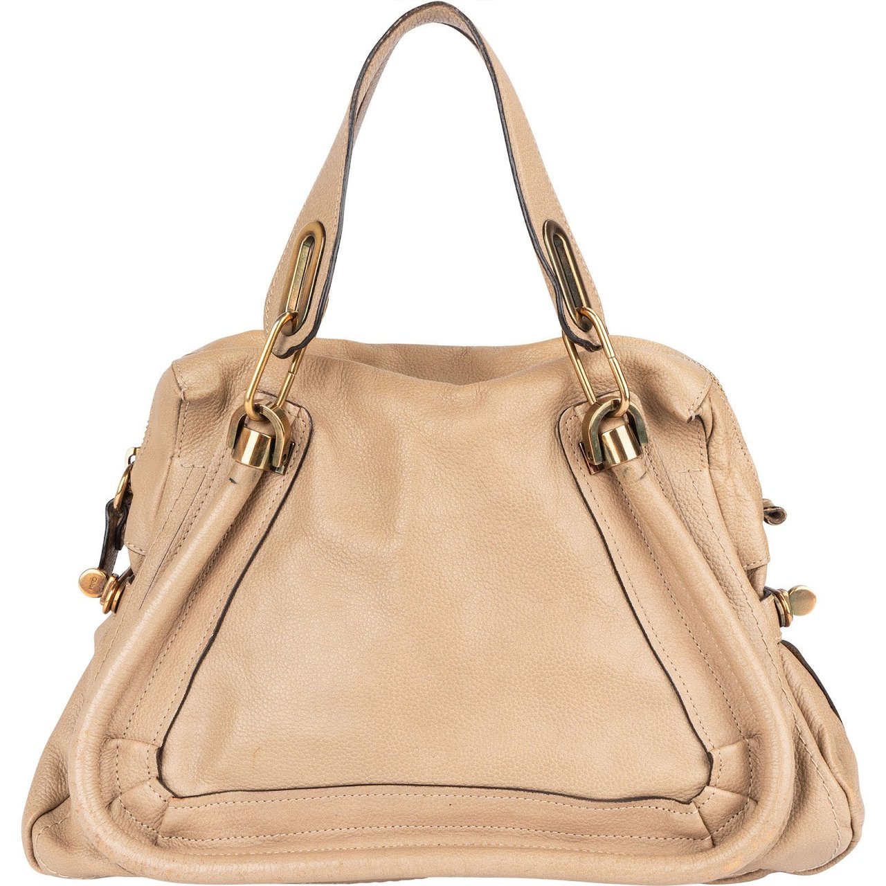 Chloé Chloé Beige Grained Leather Paraty Handbag Beige