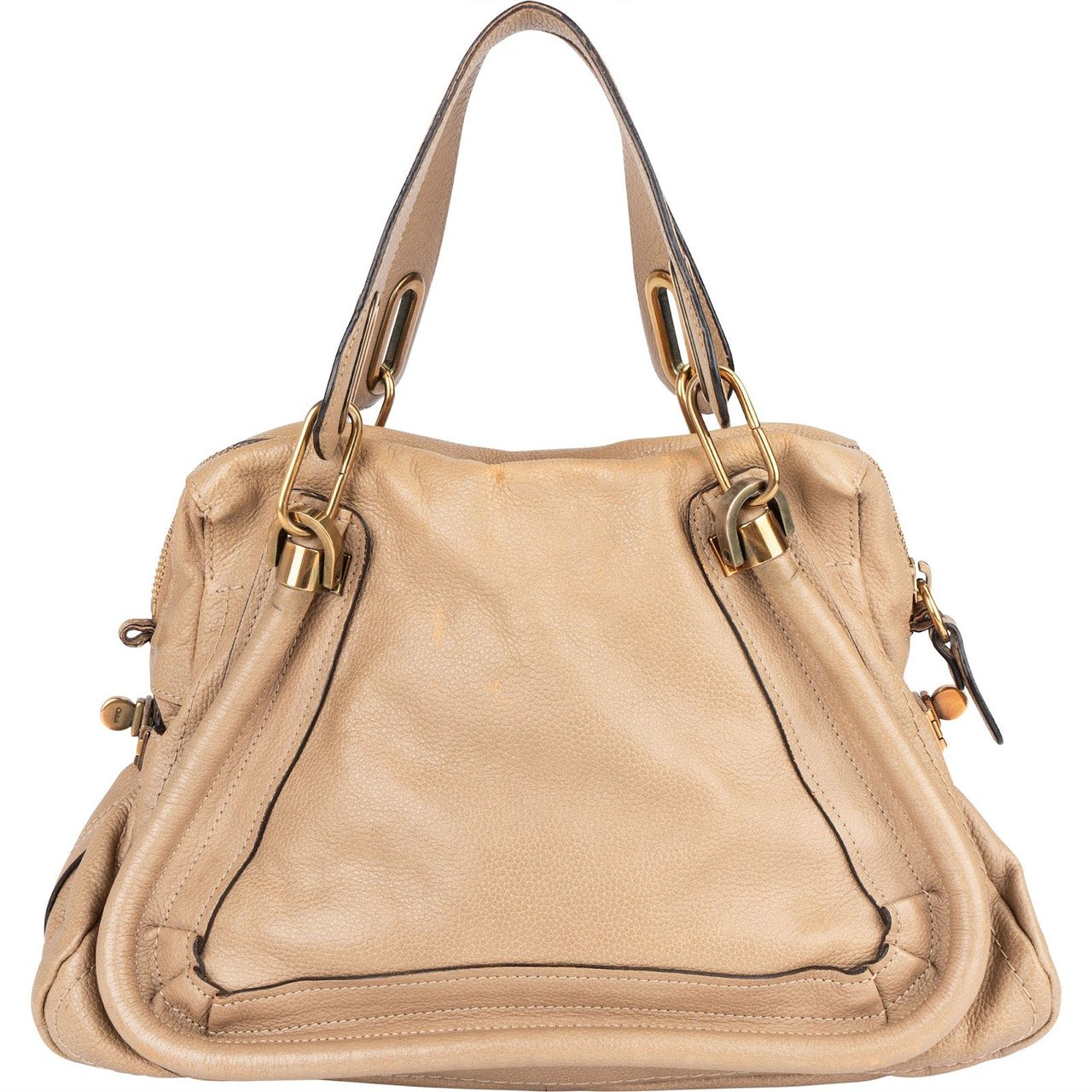 Chloé Chloé Beige Grained Leather Paraty Handbag Beige