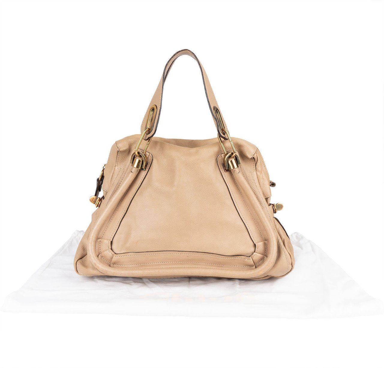 Chloé Chloé Beige Grained Leather Paraty Handbag Beige