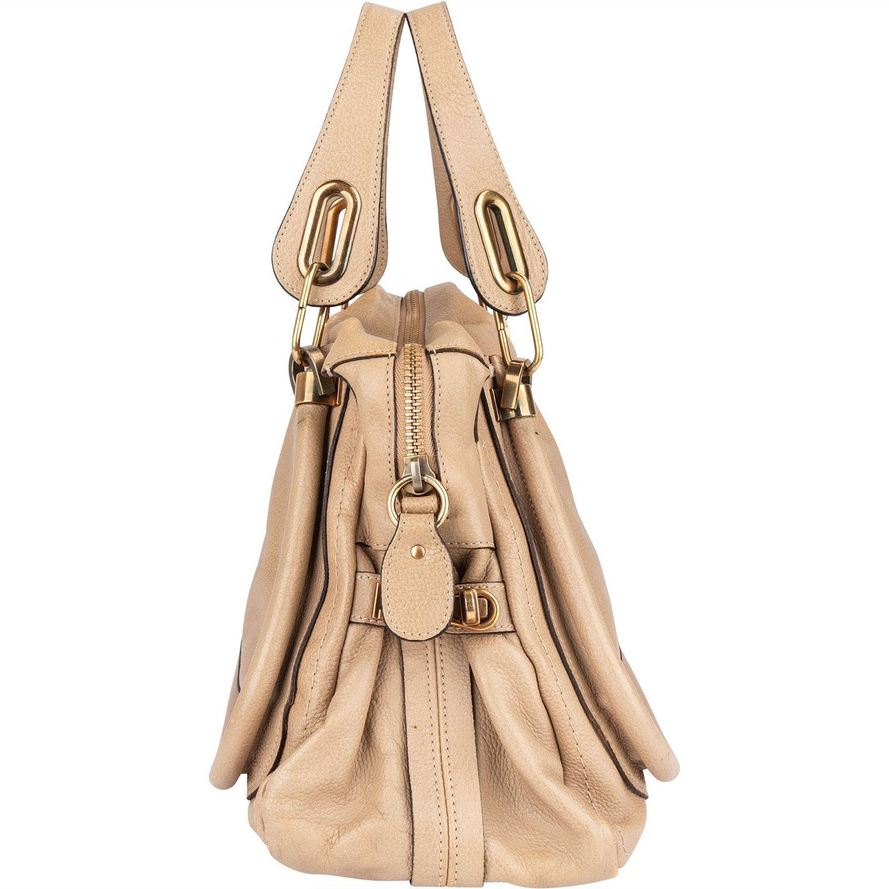 Chloé Chloé Beige Grained Leather Paraty Handbag Beige