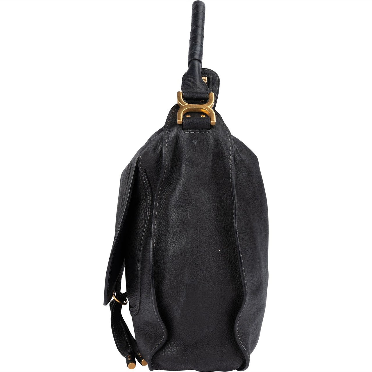 Chloé Chloé Black Grained Leather Marcie Hobo Shoulder Bag Zwart