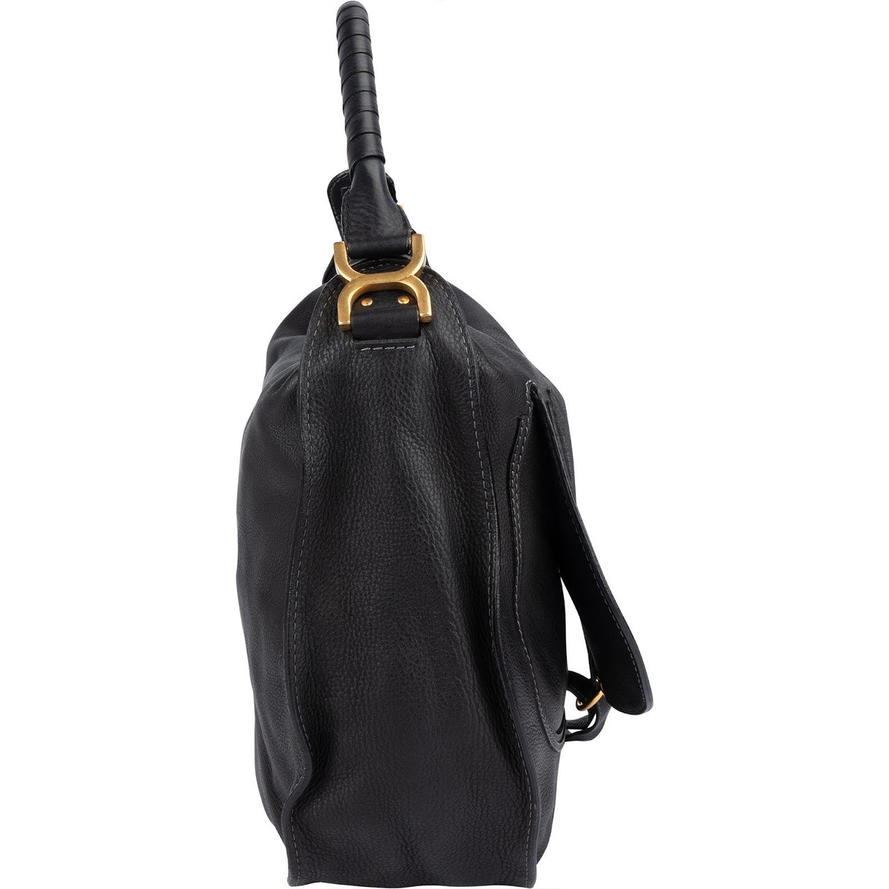 Chloé Chloé Black Grained Leather Marcie Hobo Shoulder Bag Zwart