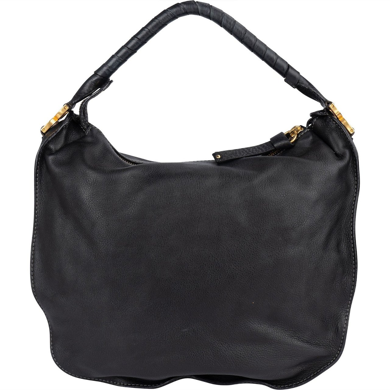 Chloé Chloé Black Grained Leather Marcie Hobo Shoulder Bag Zwart