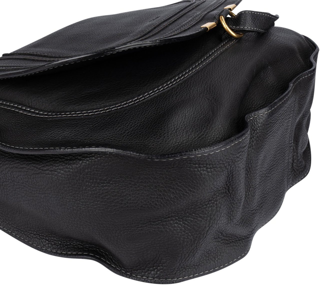 Chloé Chloé Black Grained Leather Marcie Hobo Shoulder Bag Zwart