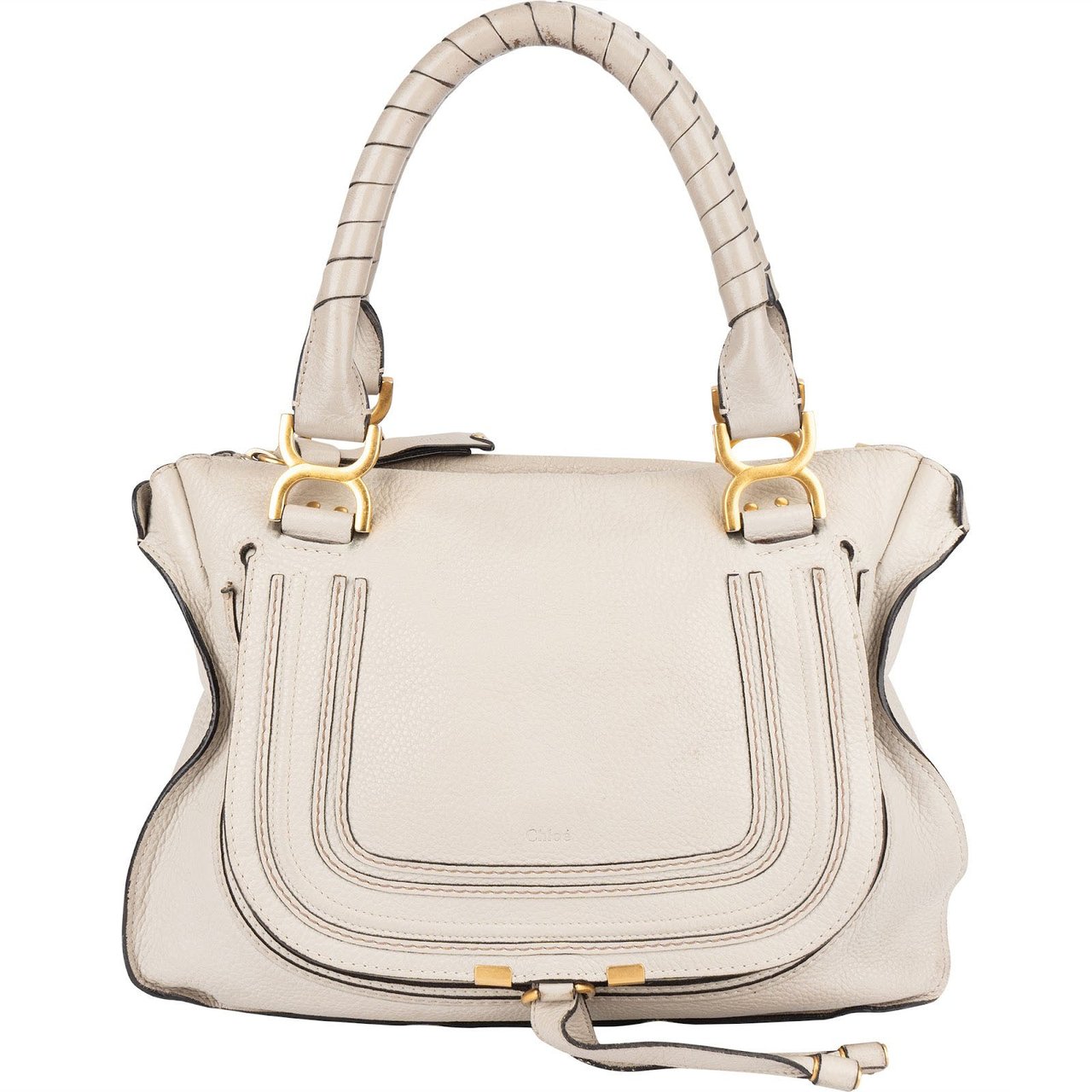 Chloé Chloé Grained Leather Marcie Satchel Handbag Neutraal