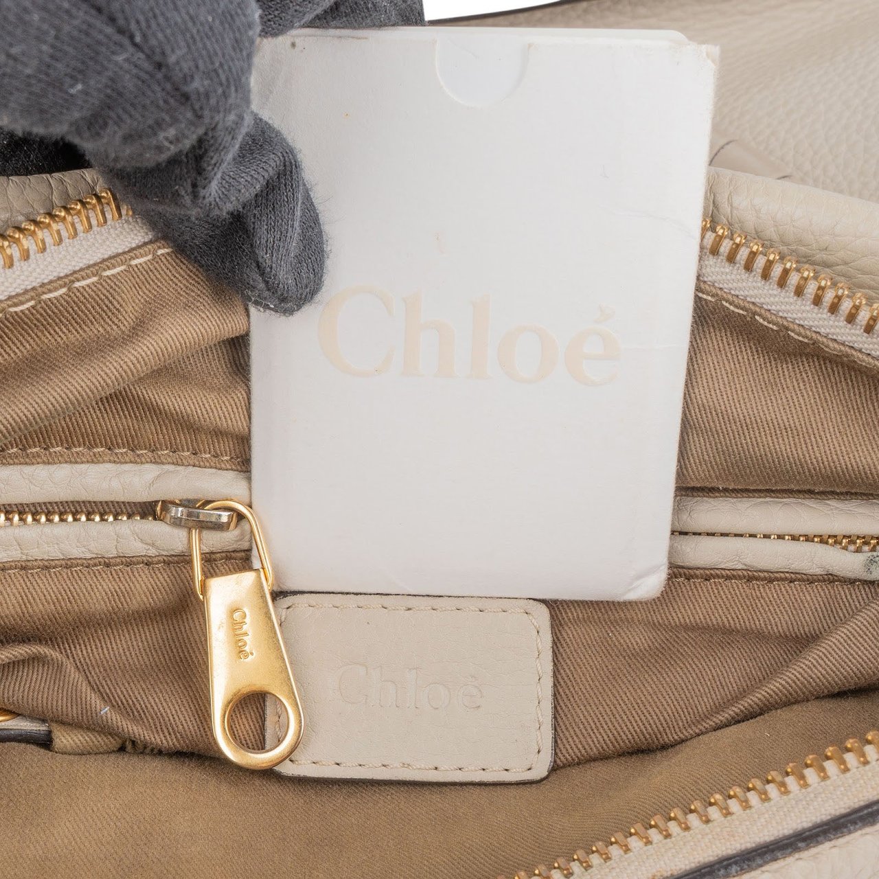 Chloé Chloé Grained Leather Marcie Satchel Handbag Neutraal