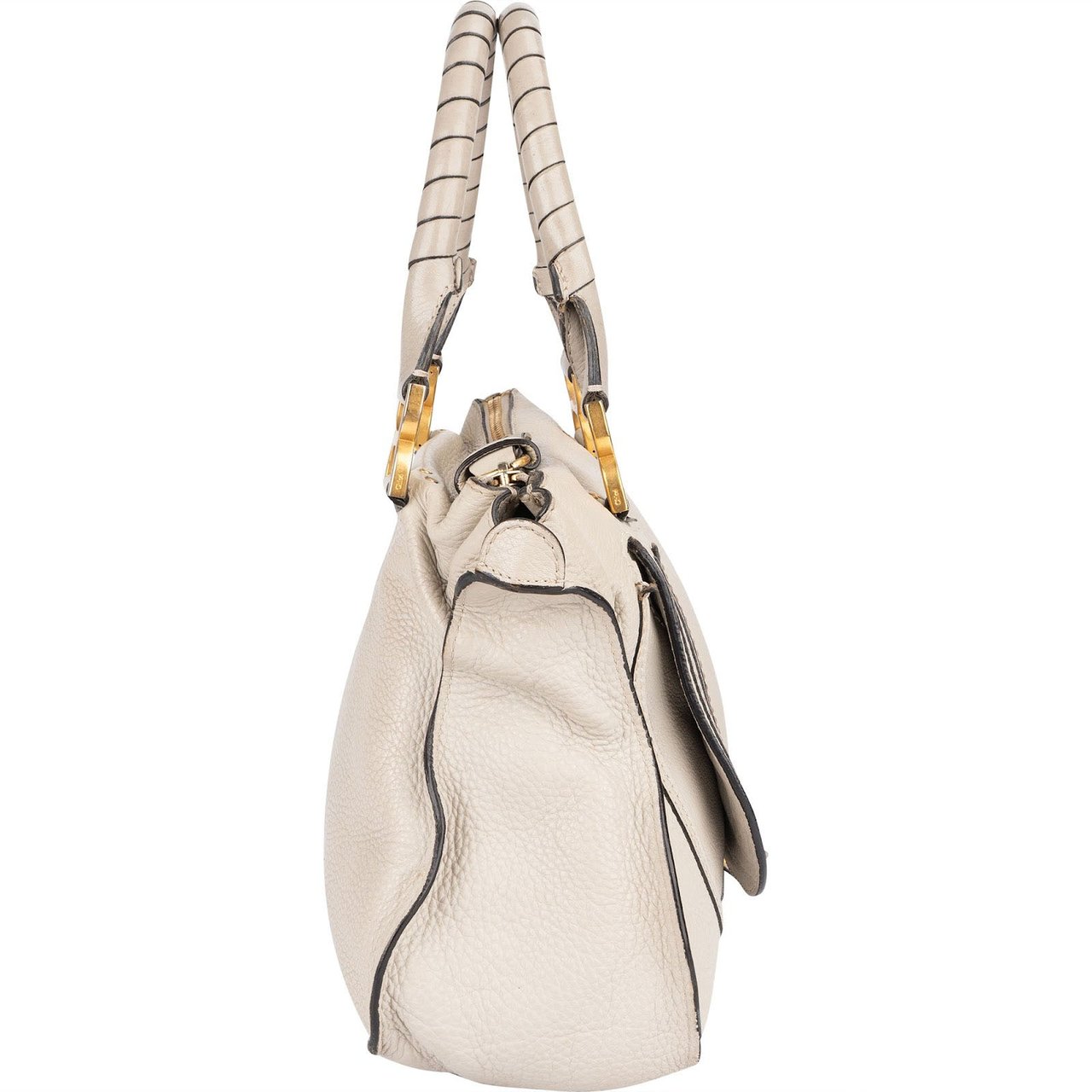 Chloé Chloé Grained Leather Marcie Satchel Handbag Neutraal