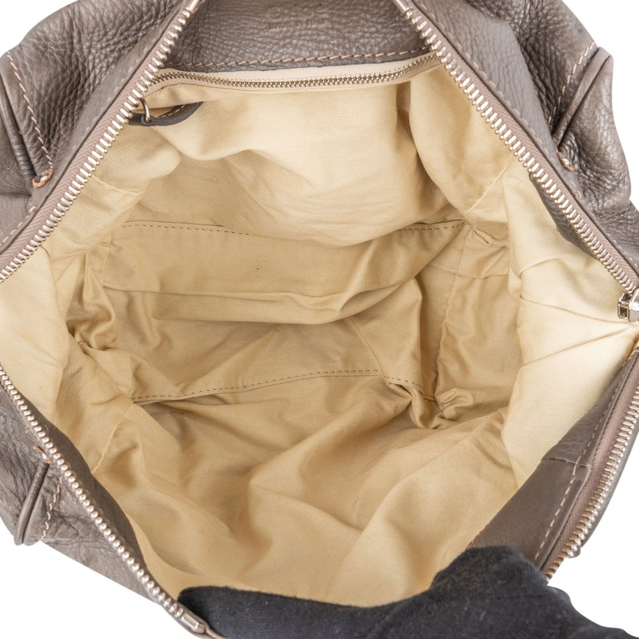 Chloé Chloé Pebbled Leather Studded Paddington Satchel Handbag Taupe