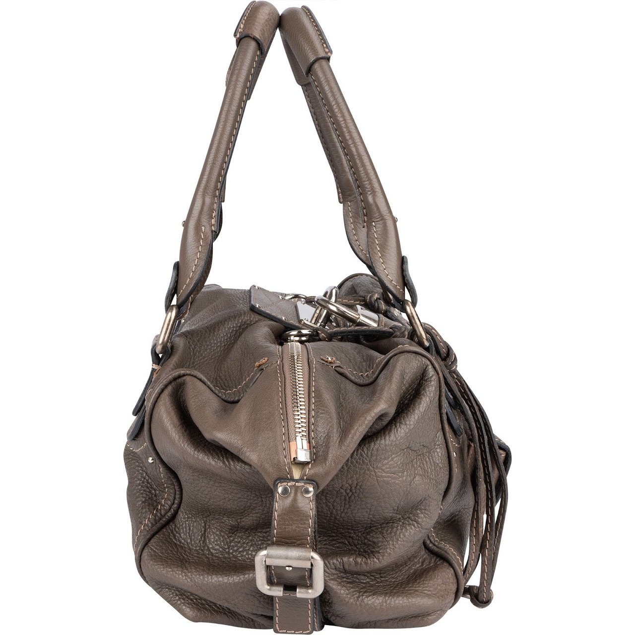 Chloé Chloé Pebbled Leather Studded Paddington Satchel Handbag Taupe