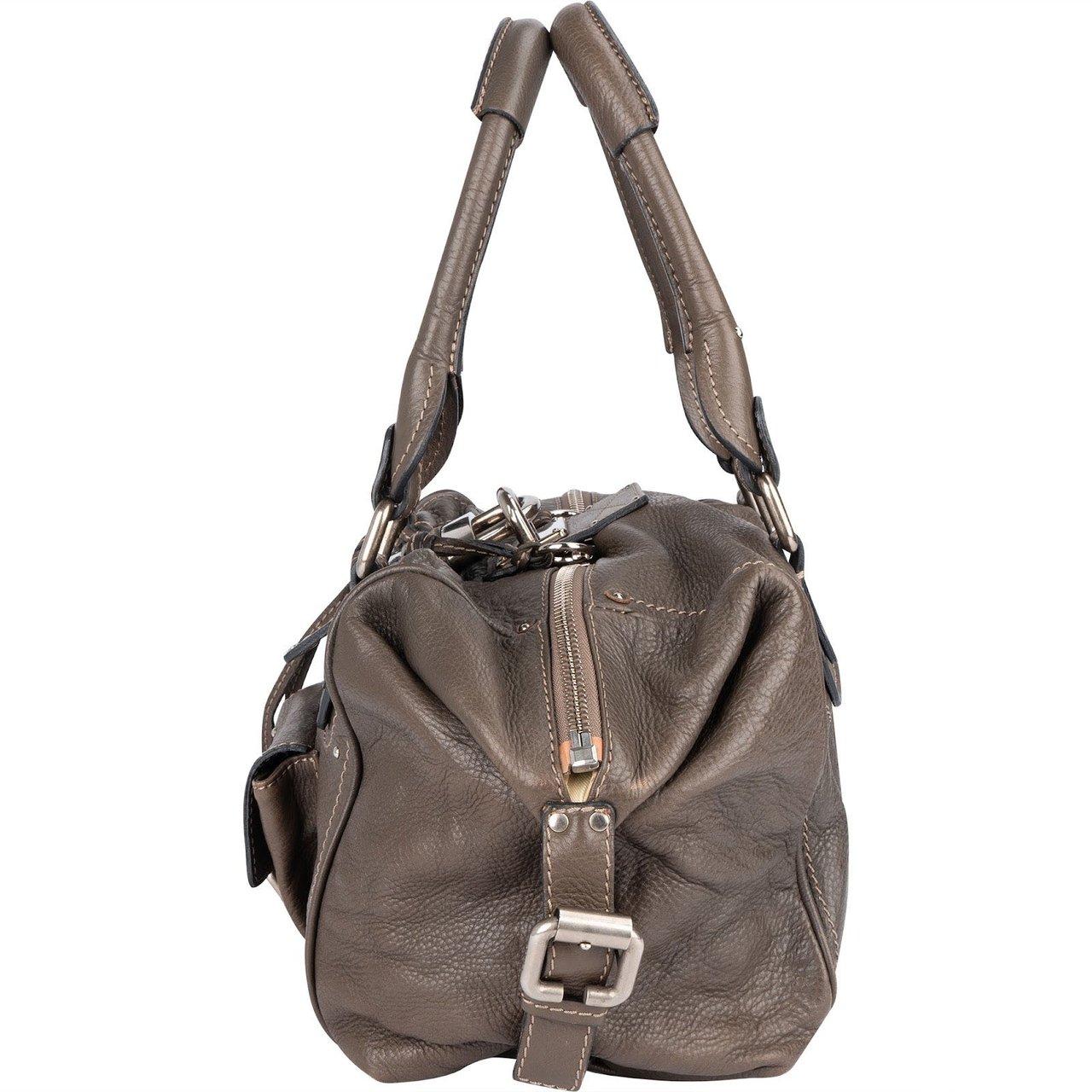 Chloé Chloé Pebbled Leather Studded Paddington Satchel Handbag Taupe