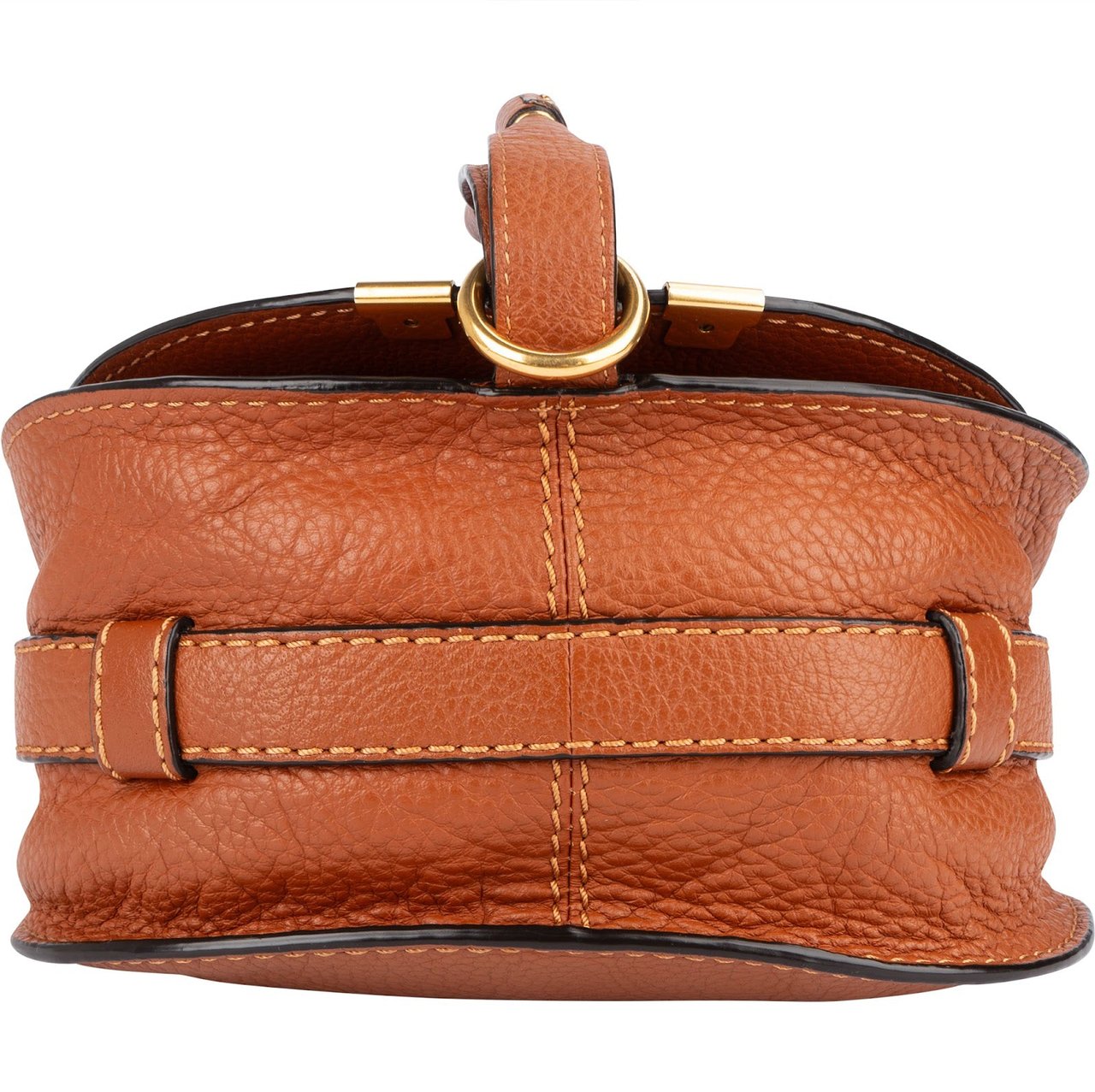 Chloé Chloé Grained Calfskin Leather Small Marcie Saddle Crossbody Bag Bruin