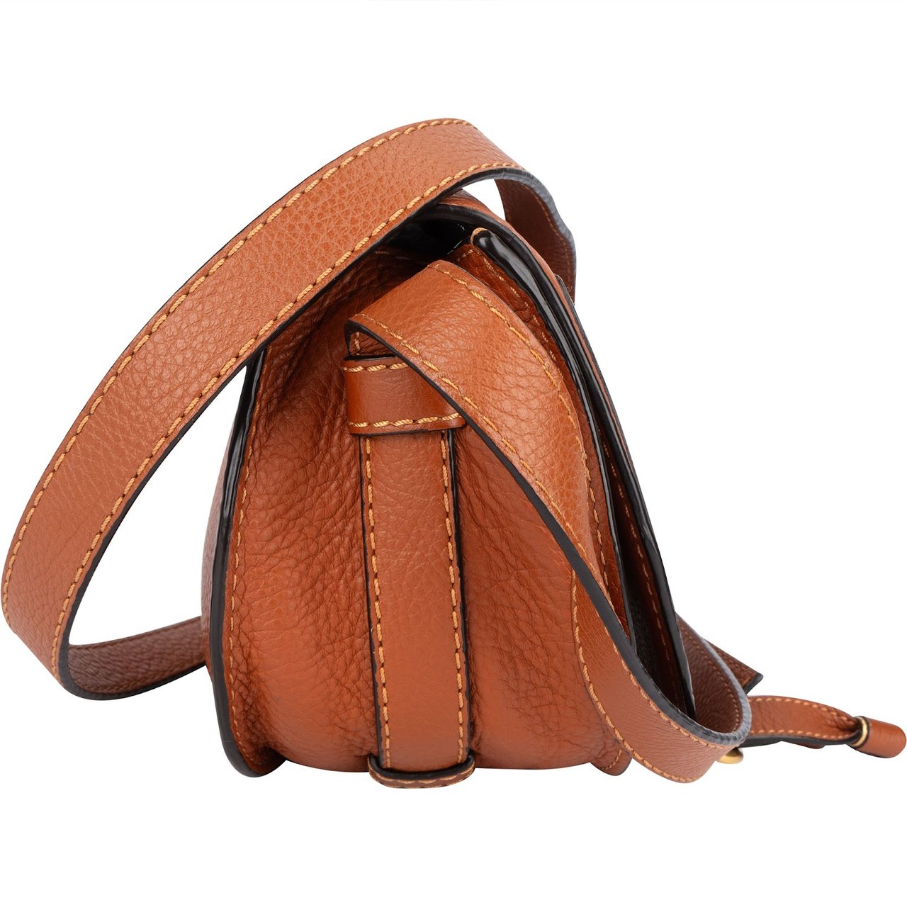 Chloé Chloé Grained Calfskin Leather Small Marcie Saddle Crossbody Bag Bruin
