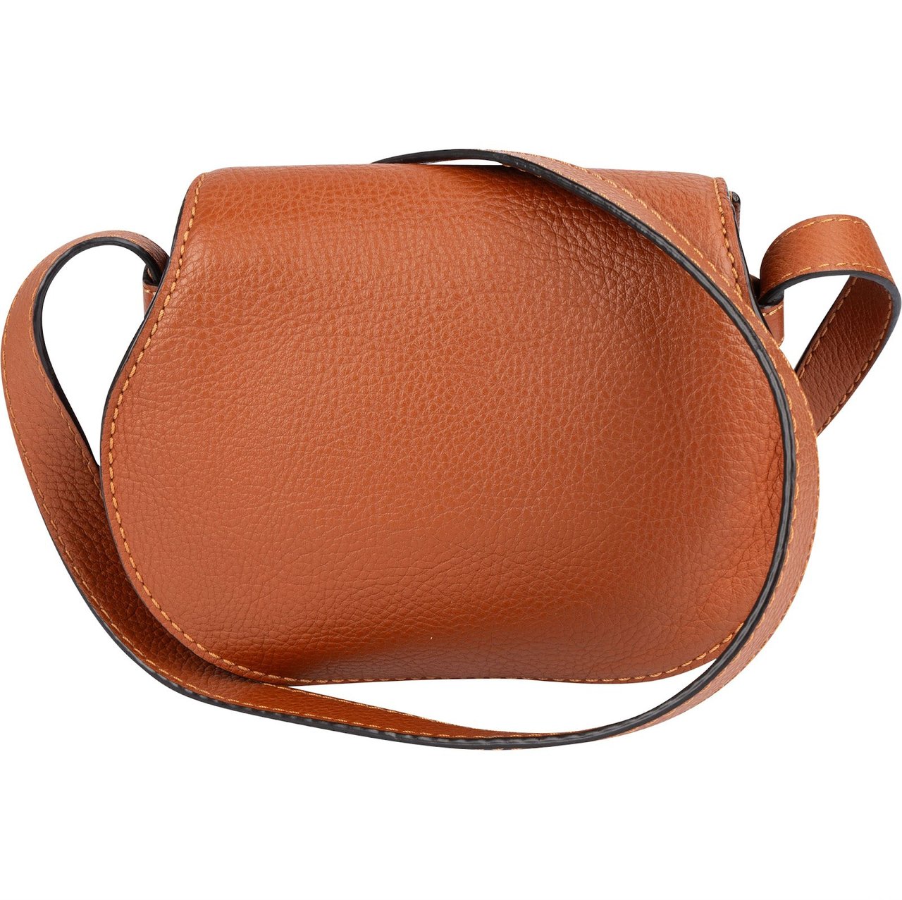 Chloé Chloé Grained Calfskin Leather Small Marcie Saddle Crossbody Bag Bruin