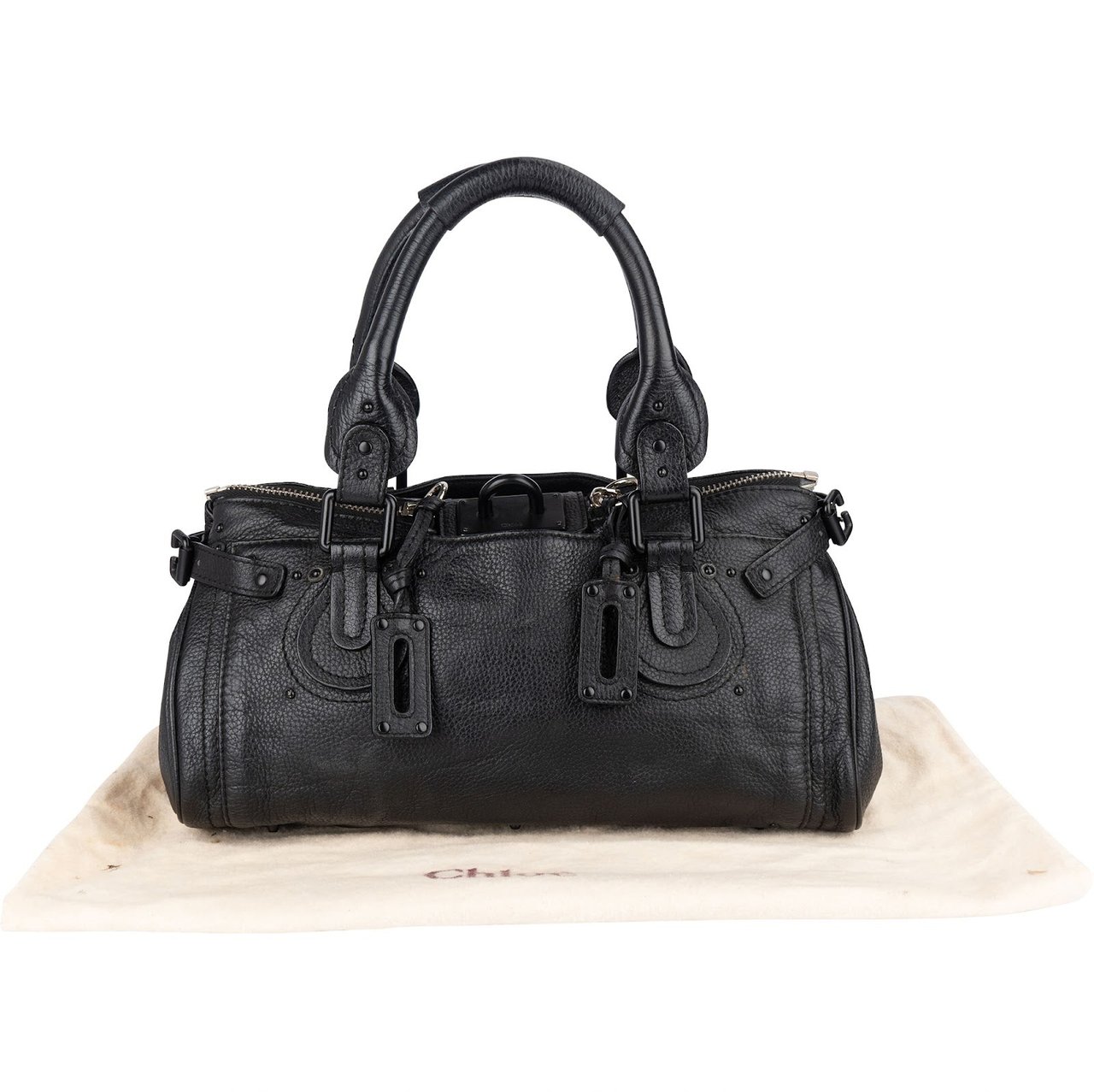 Chloé Chloé Grained Leather Paddington Handbag Zwart