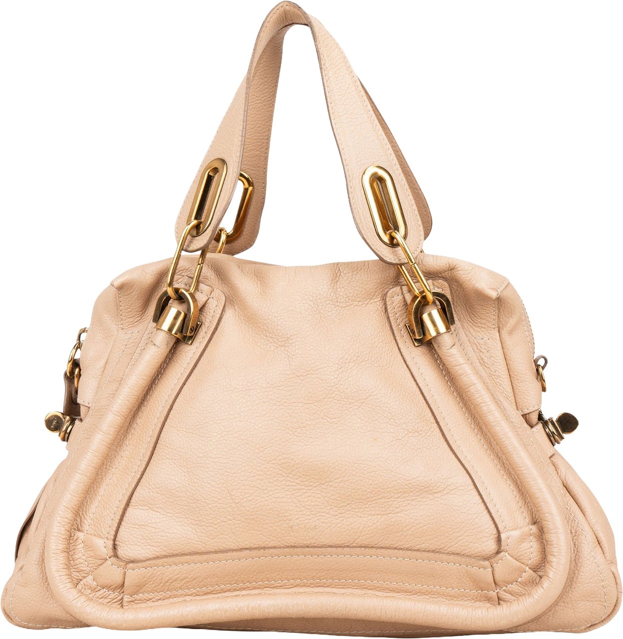Chloé Chloé Beige Pebbled Leather Paraty Handbag Beige