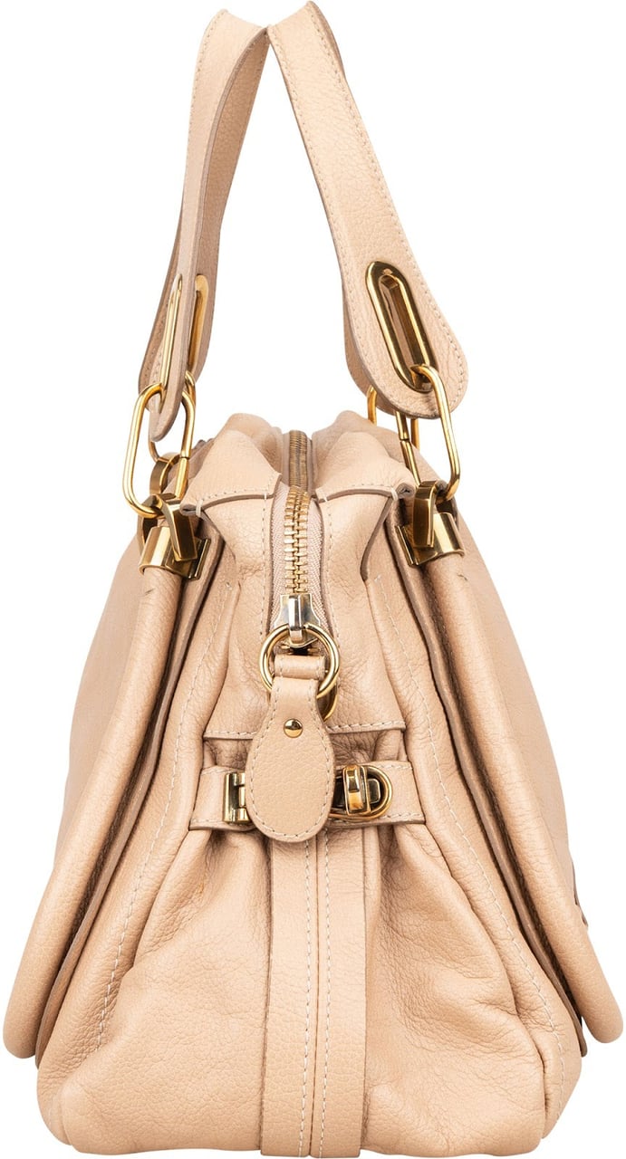 Chloé Chloé Beige Pebbled Leather Paraty Handbag Beige