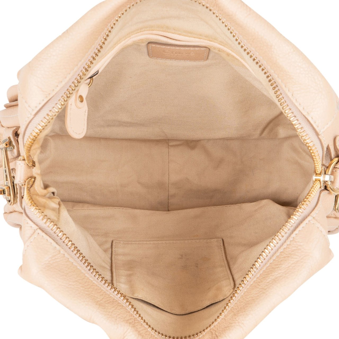 Chloé Chloé Beige Pebbled Leather Paraty Handbag Beige