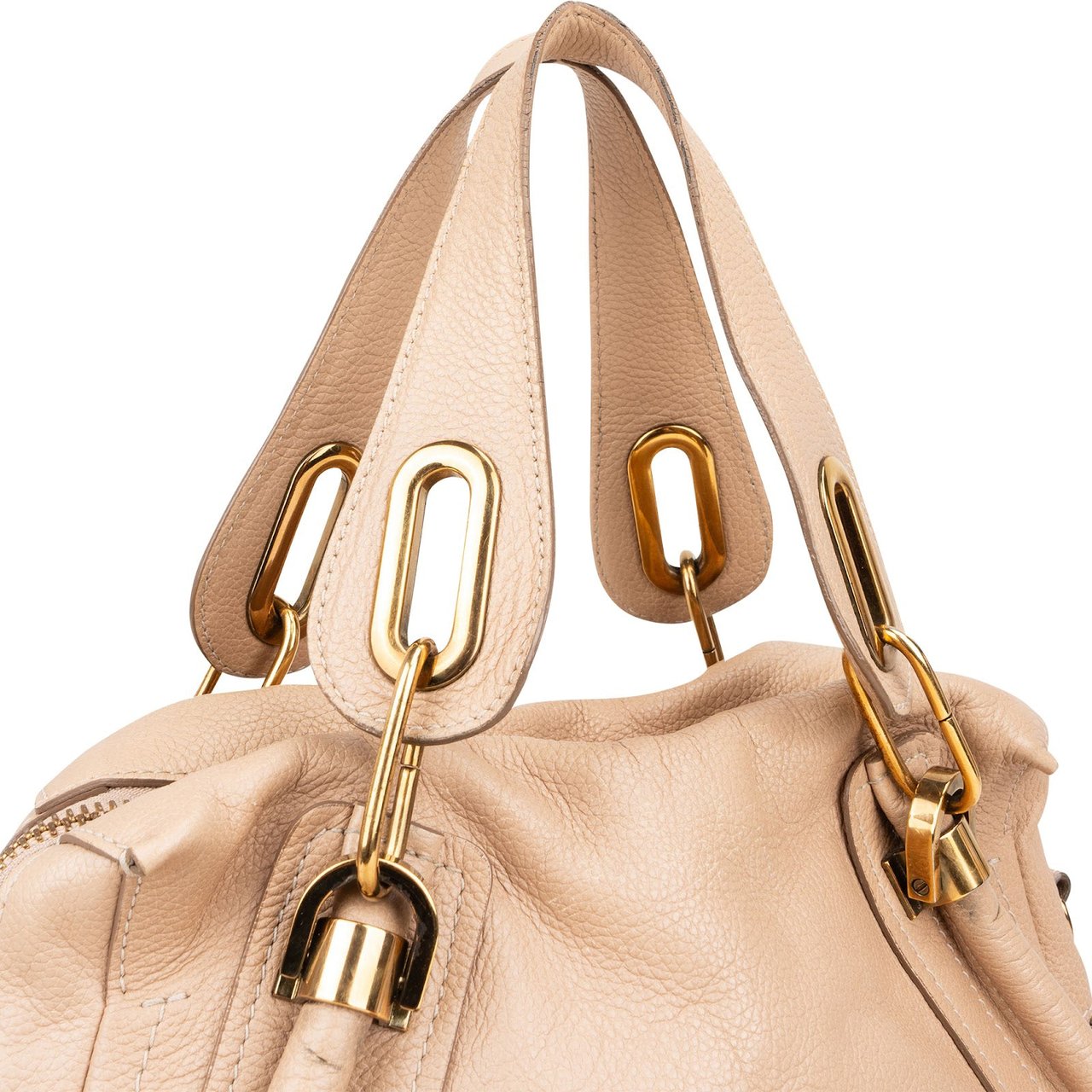 Chloé Chloé Beige Pebbled Leather Paraty Handbag Beige
