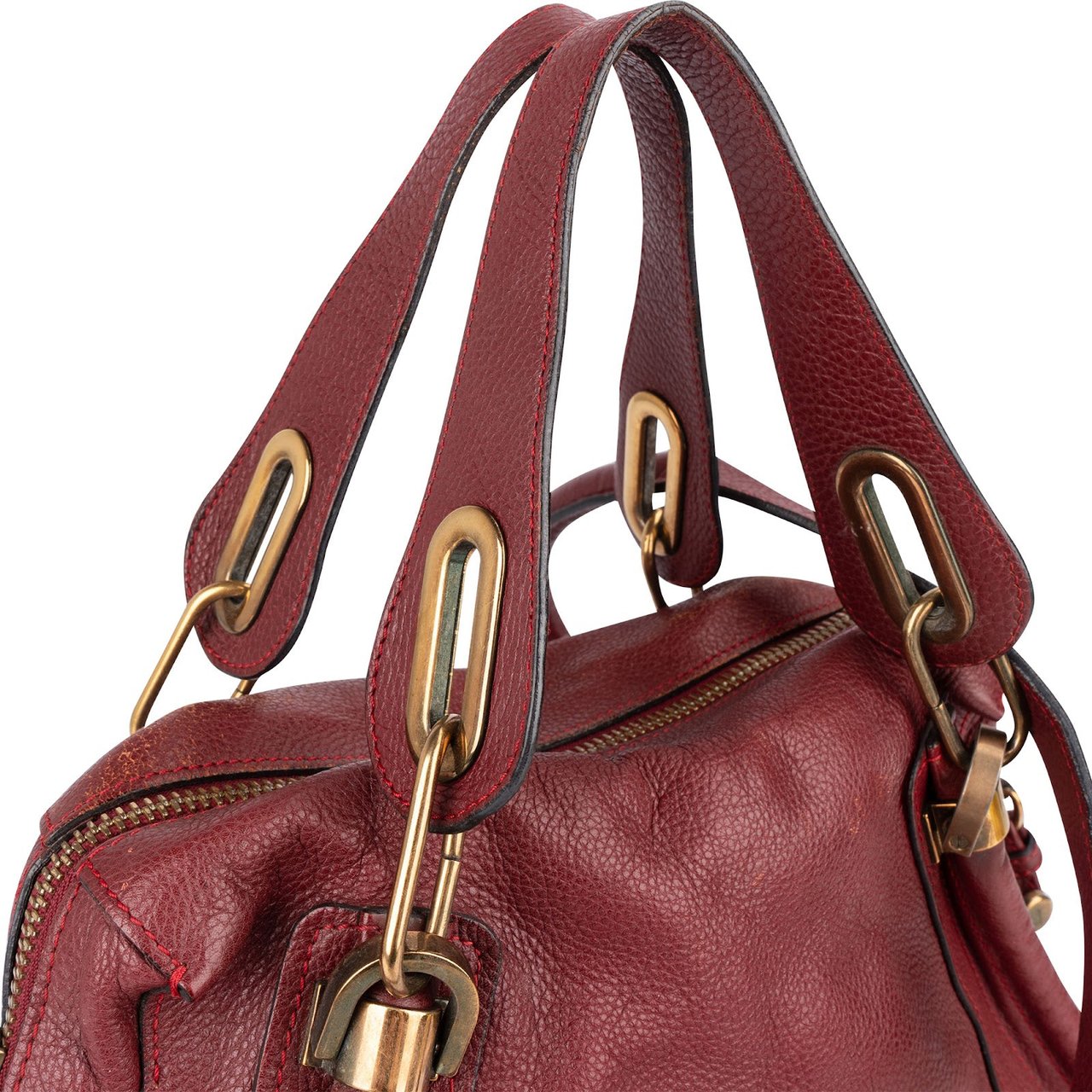 Chloé Grained Leather Paraty Handbag Rood