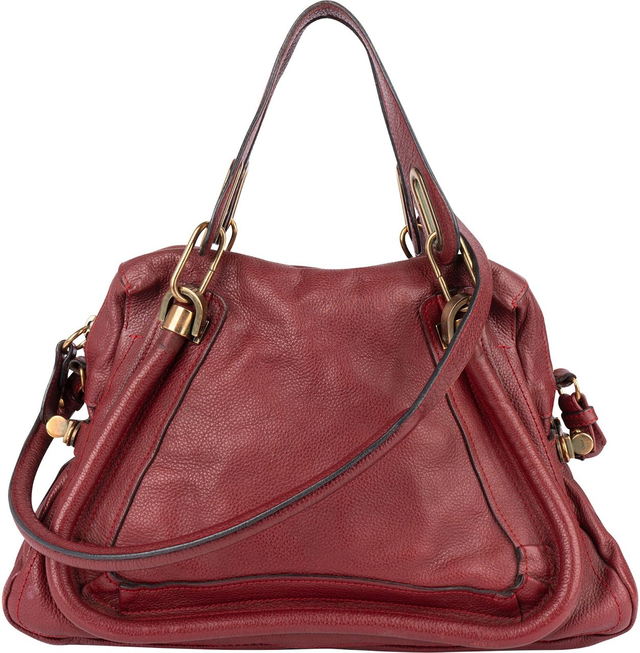 Chloé Grained Leather Paraty Handbag Rood