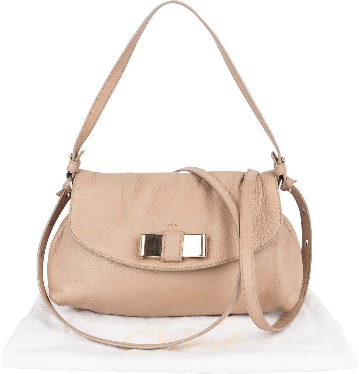 Chloé Grained Leather Lily Crossbody Bag Beige