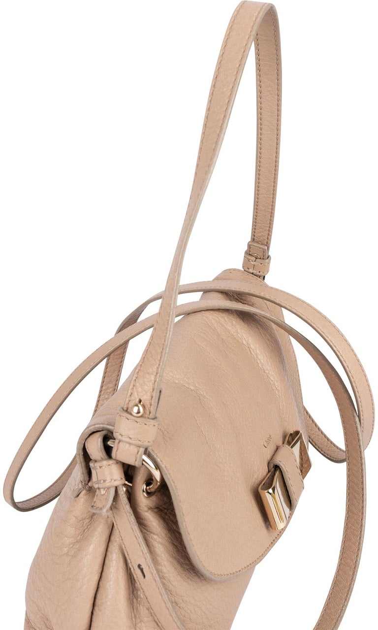 Chloé Grained Leather Lily Crossbody Bag Beige