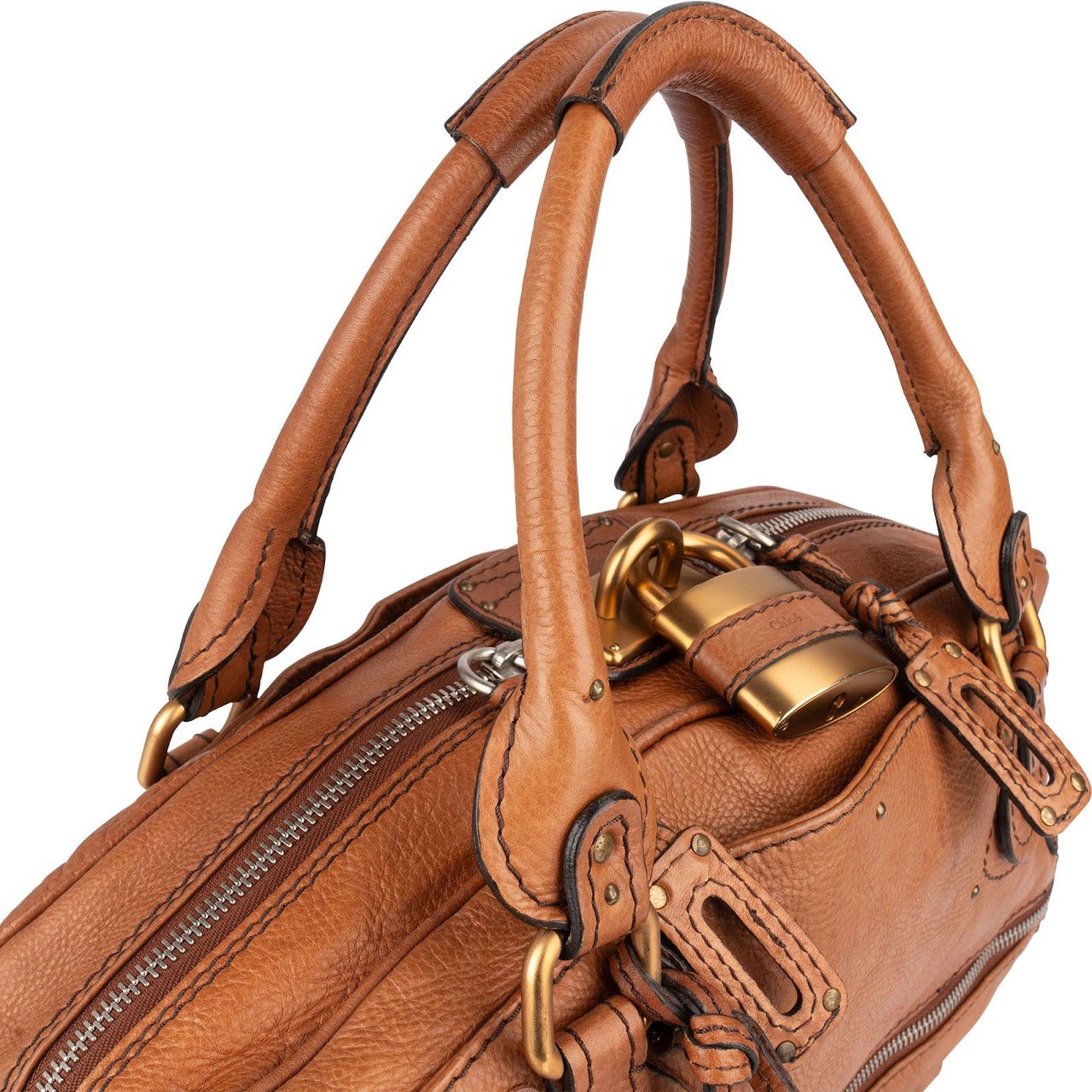 Chloé Leather Paddington Satchel Handbag Bruin