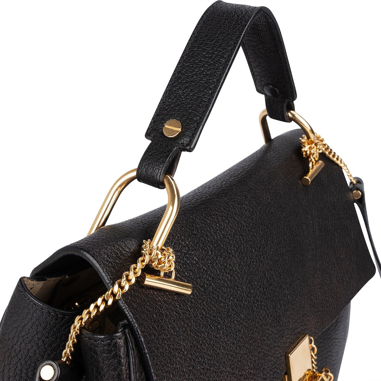 Chloé Black Grained Leather Drew Porte Epaule Crossbody Bag Zwart