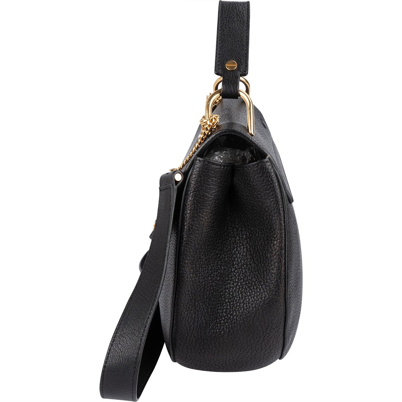 Chloé Black Grained Leather Drew Porte Epaule Crossbody Bag Zwart