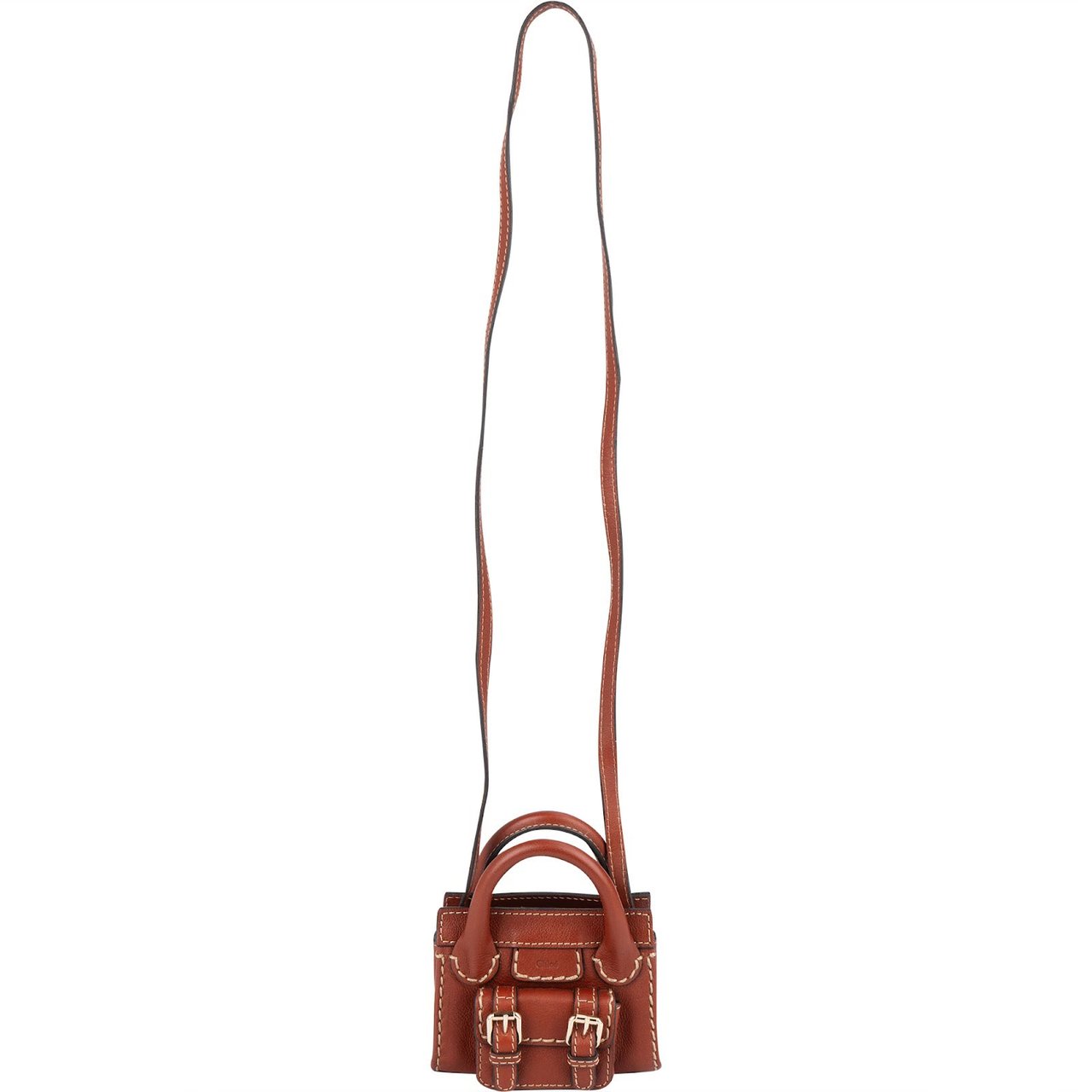 Chloé Leather Nano Edith Crossbody Handbag Bruin