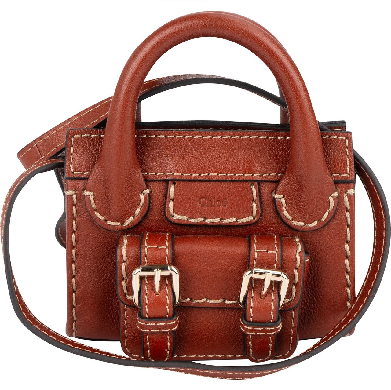 Chloé Leather Nano Edith Crossbody Handbag Bruin