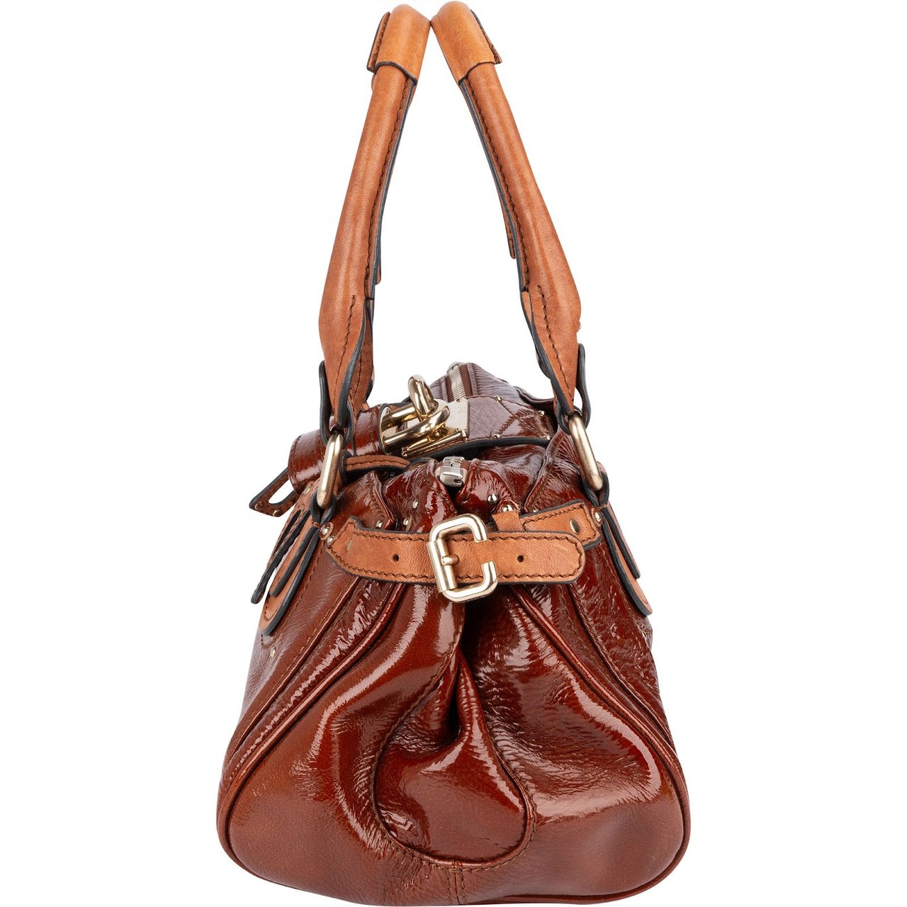 Chloé Chloé Patent Leather Paddington Satchel Handbag Bruin