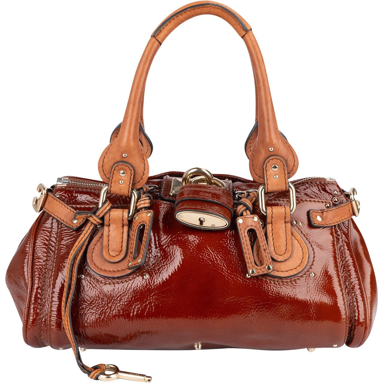 Chloé Chloé Patent Leather Paddington Satchel Handbag Bruin