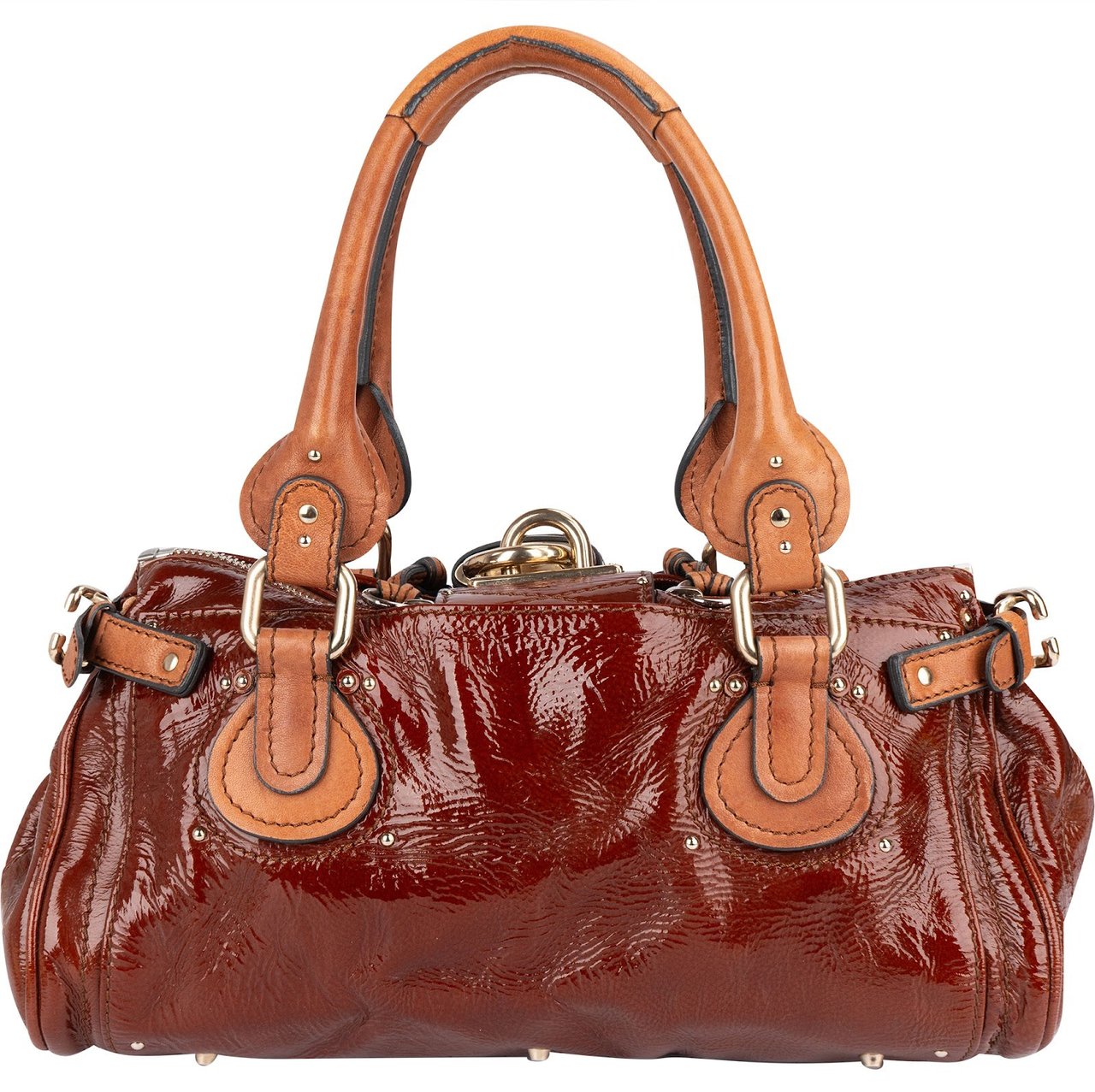 Chloé Chloé Patent Leather Paddington Satchel Handbag Bruin