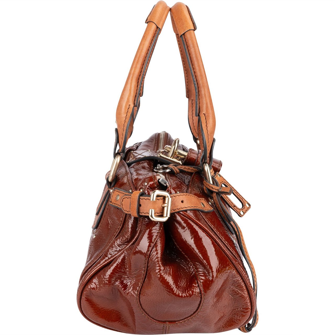Chloé Chloé Patent Leather Paddington Satchel Handbag Bruin