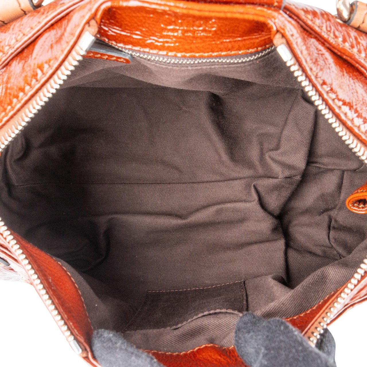 Chloé Chloé Patent Leather Paddington Satchel Handbag Bruin