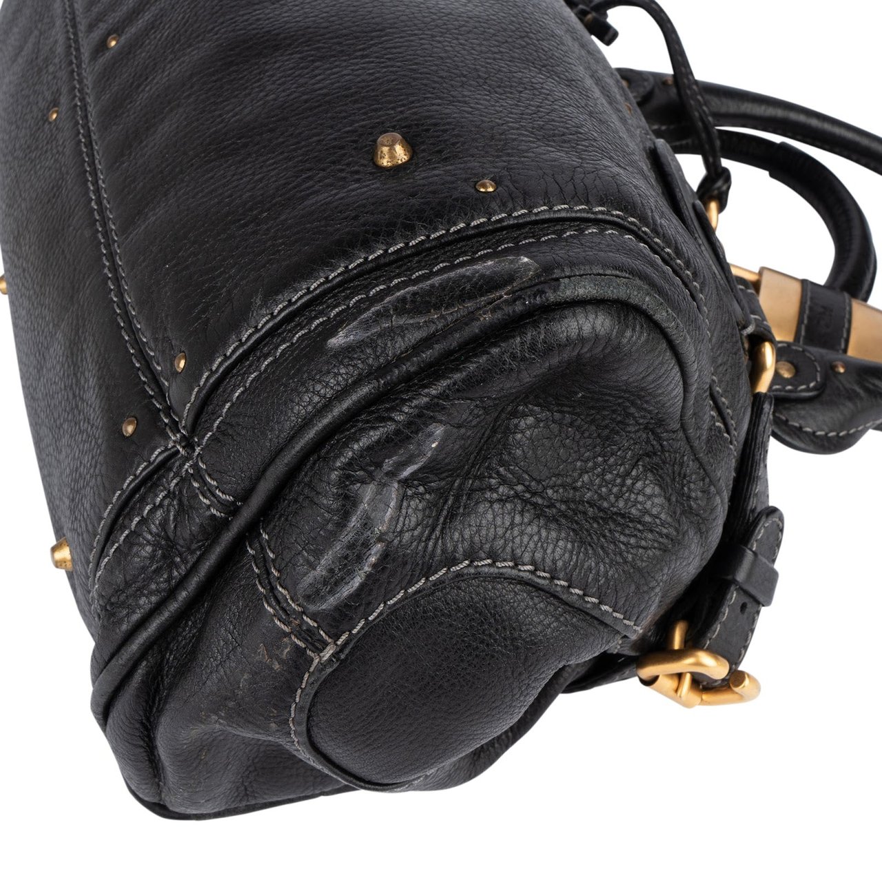 Chloé Chloé Pebbled Leather Paddington Satchel Handbag Zwart