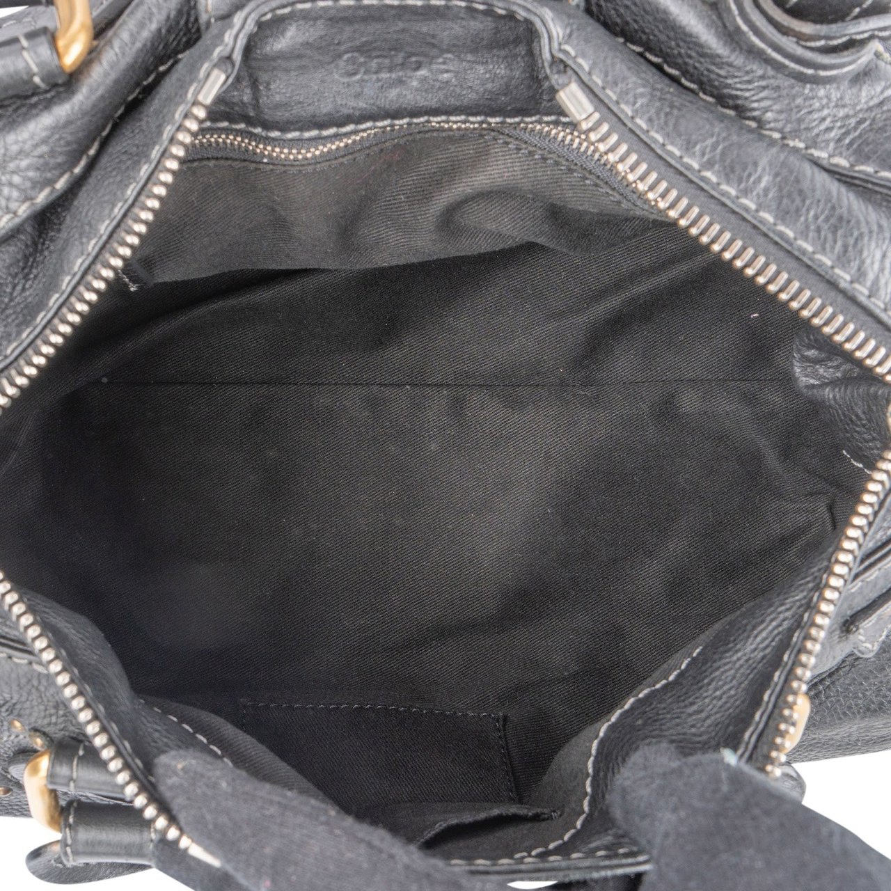 Chloé Chloé Pebbled Leather Paddington Satchel Handbag Zwart